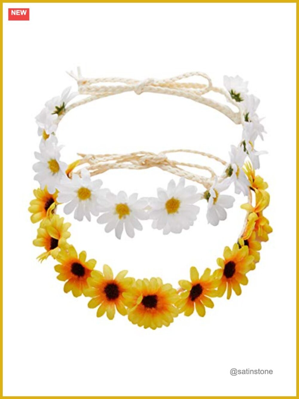 2Pc Sunflower Floral Headband Bridal Wreath Hair Accessory